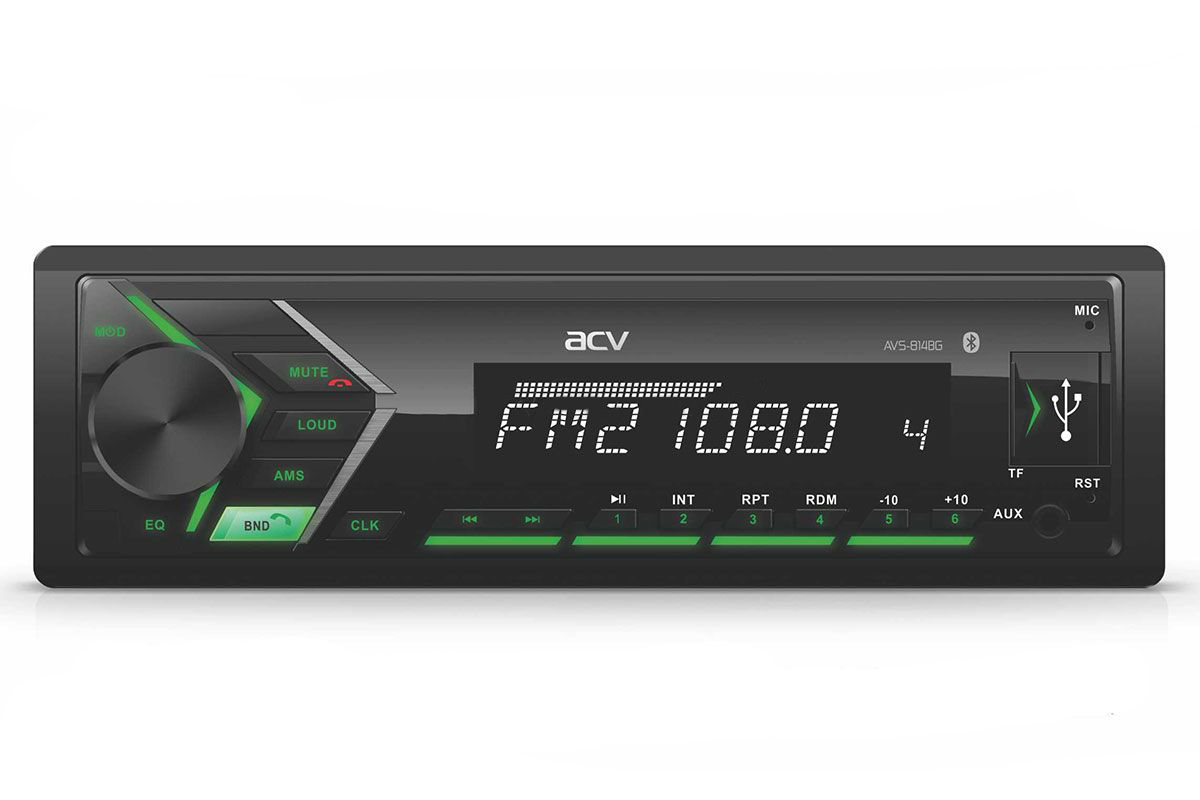 ACV | AVS-814BG | 1din/зеленая/Bluetooth/USB/AUX/SD/FM/4*50 | превью 1