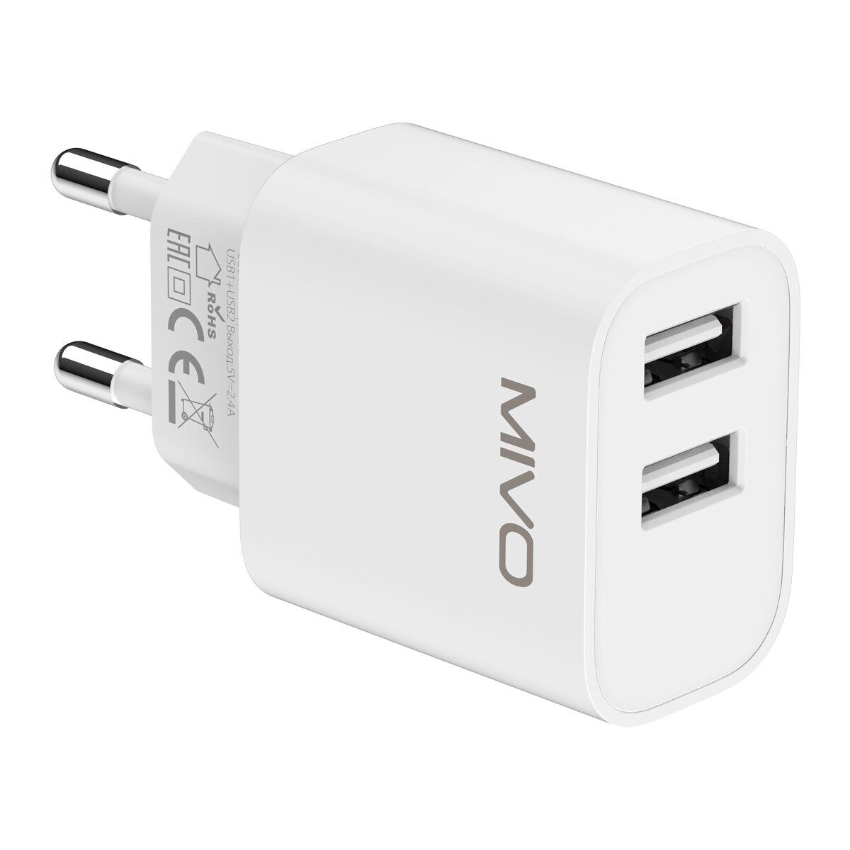 Mivo | MP-230 | Сетевое ЗУ 2x USB 220В 2.4А | превью 3