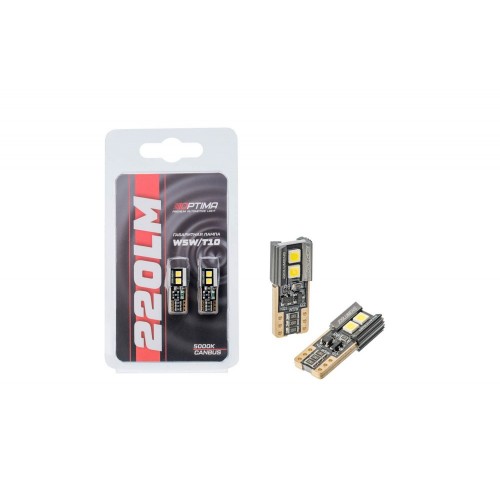 OPTIMA | OP-W5W-LG220 | T10, 220Lm, 12V LG Chip,5000K ПАРА | 1