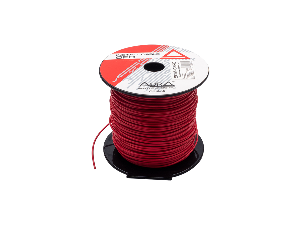 AurA | SCM-C5RD | Кабель монтажный, МЕДЬ, красный, 1x0.5мм, катушка 100м. | 1