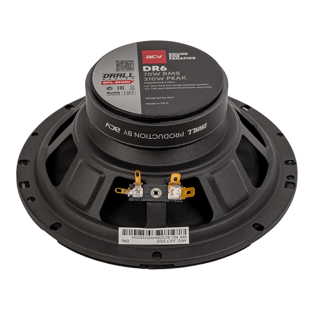 ACV | DR6 DRALL | эстрадная акустика 6,5" широкополосная/ RMS=70W/3Om/96дБ | 4