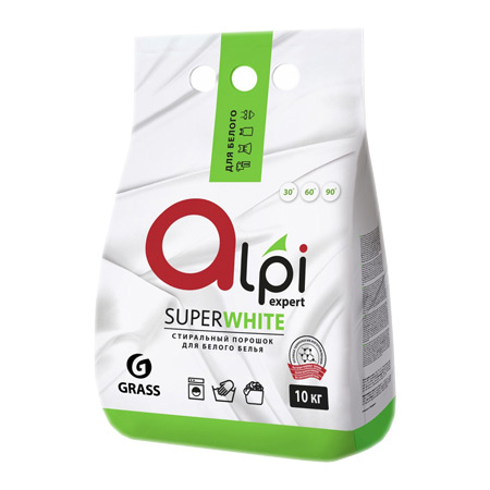 GRASS | ALPI | Средство моющее синтетическое порошкообразное для белого белья 10 кг| 1