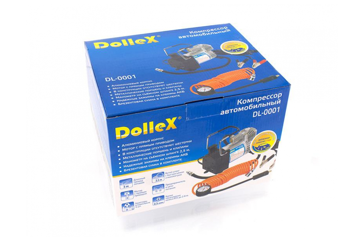 DolleX | DL-0001| Компрессор 12V, 20 A, 10 Атм, 55 л/мин, предохр-ль, шланг, на клеммы, сумка| превью 3