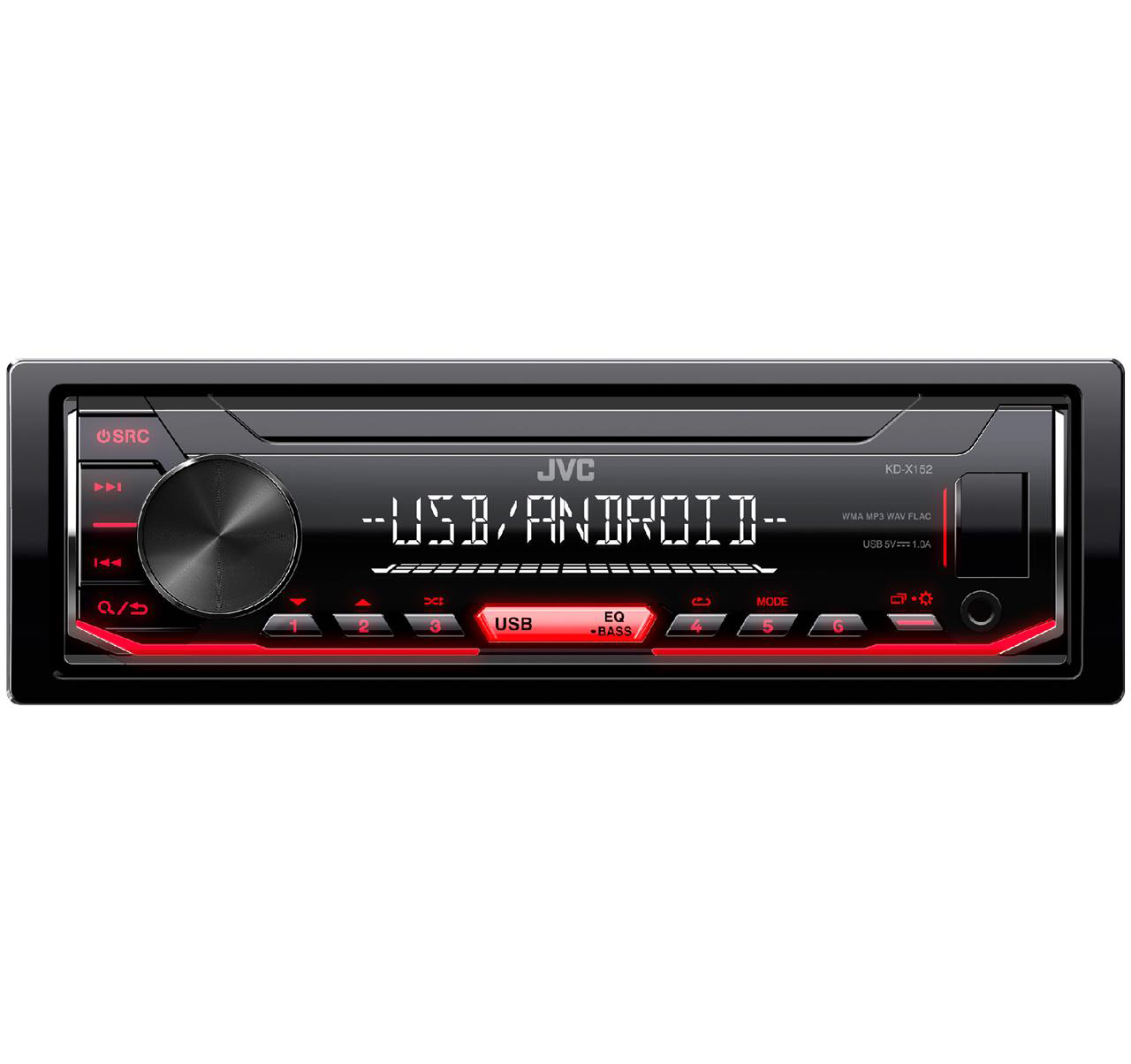 JVC | KD-X152 | красный, USB, FLAC, 1RCA, front AUX, съемная панель | превью 1