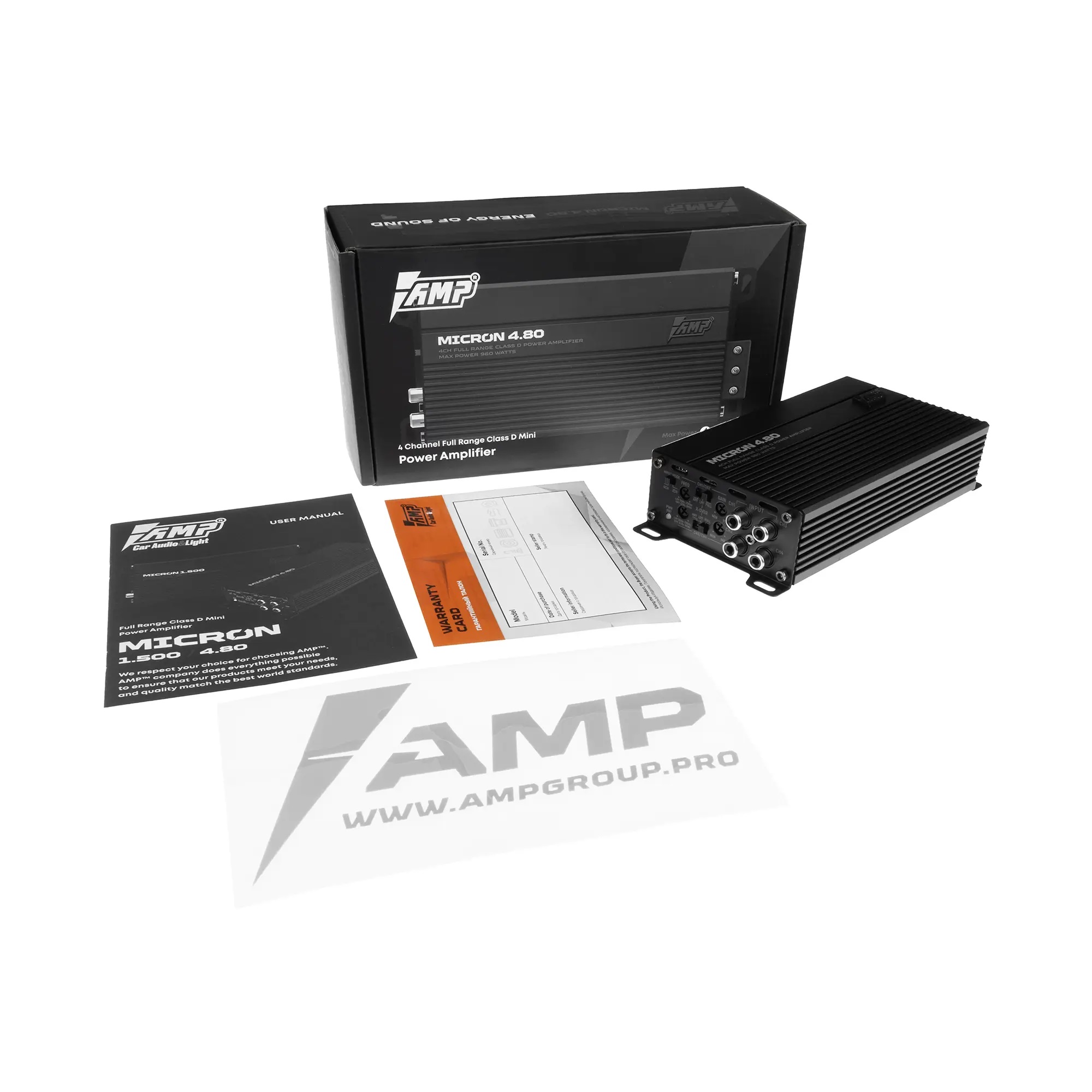 AMP | MICRON 4.80 | 4-кан, класс D , мощность RMS 80 Вт х4 ( 4 Ом ), 120Втх4,  ( 2 Ом ) | 6