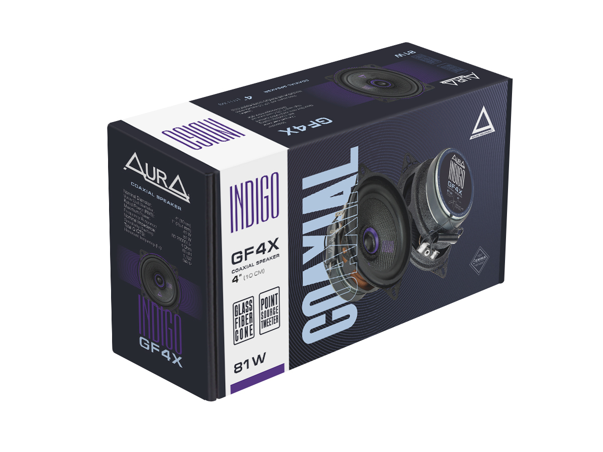 AurA | INDIGO-GF4X | 4" (10cm), GlassFiber, 2-пол., коакс., 41/81w, 80Hz - 20kHz, 83dB, сетки | 10