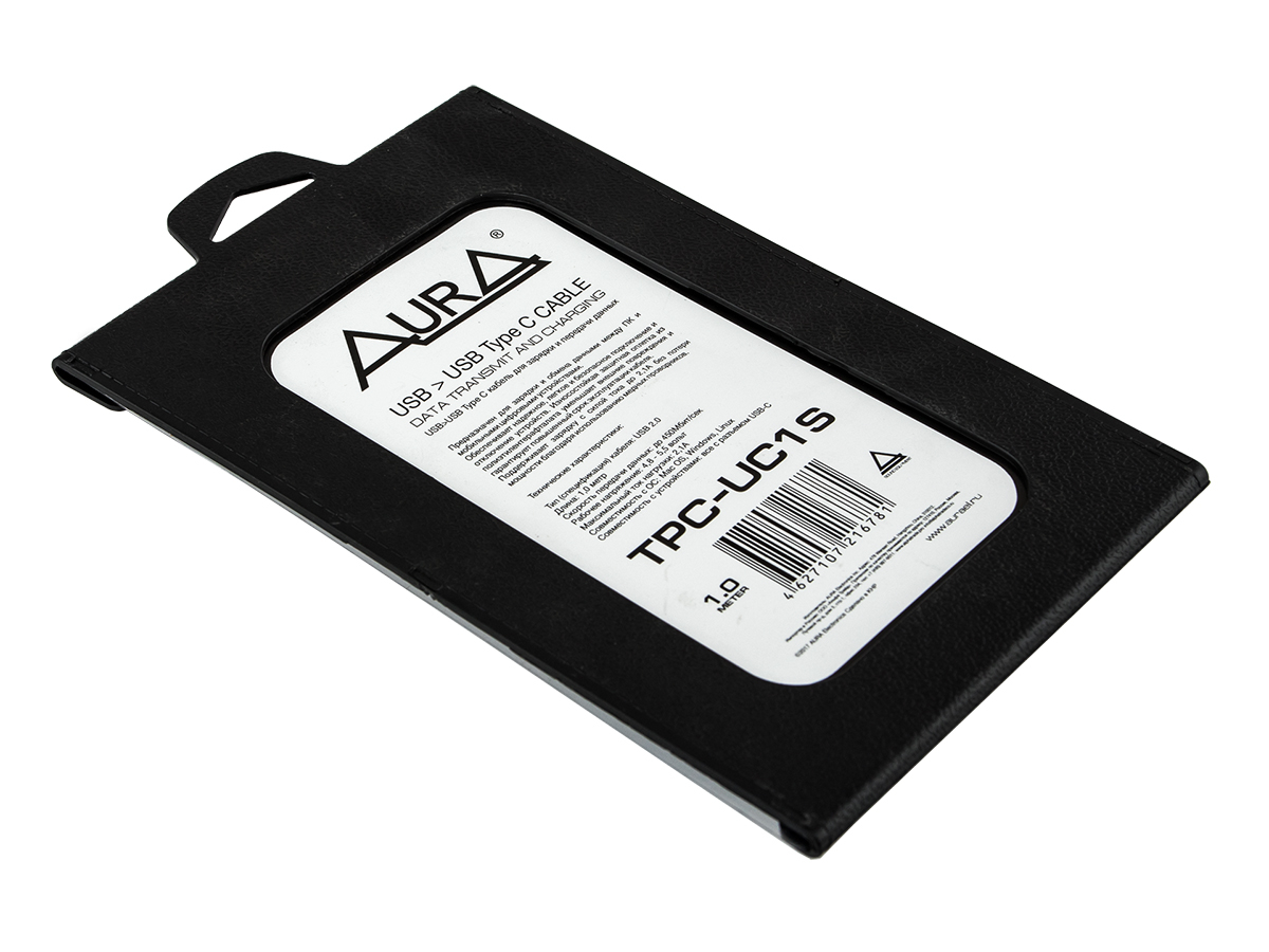 AurA | TPC-UC1S | Кабель USB - USB TYPE C, прямой, 1m, в оплетке, серебро | превью 3