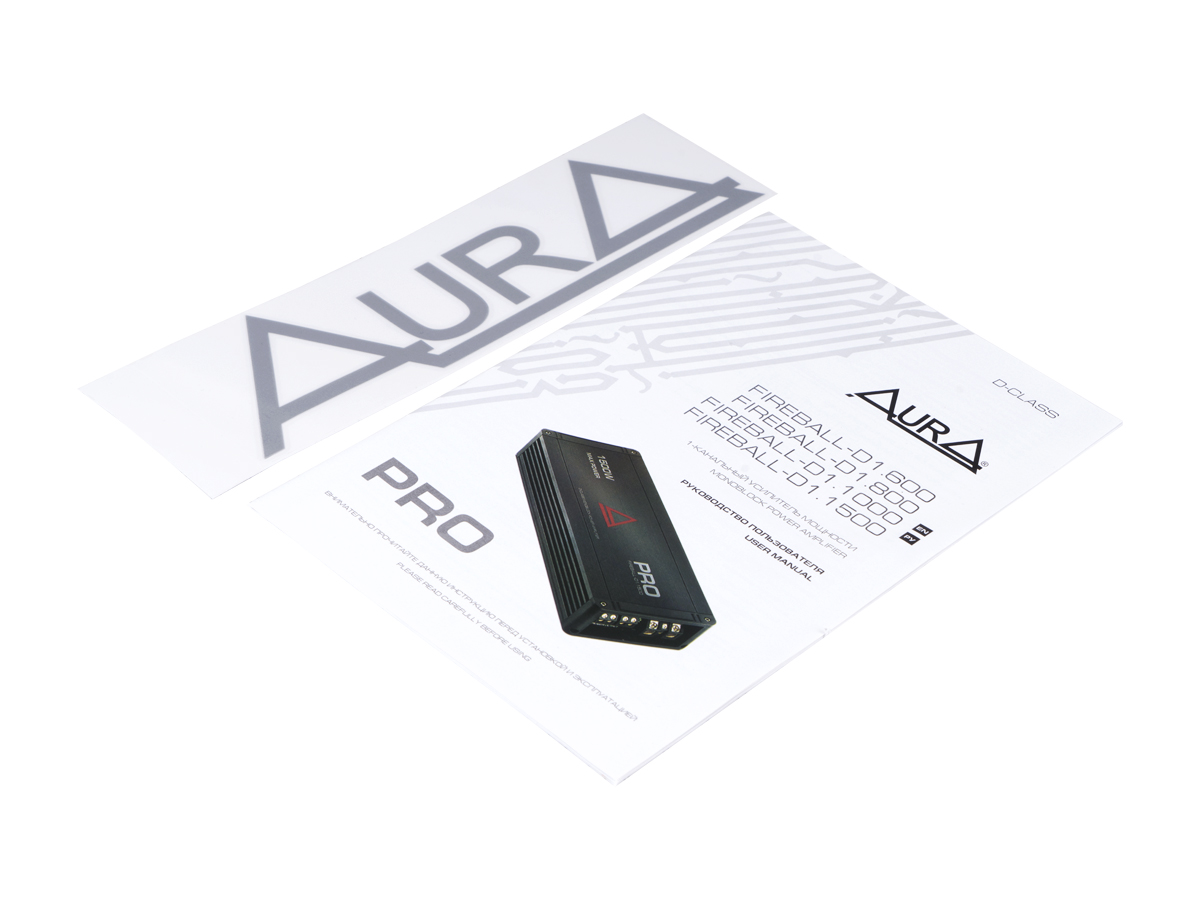 AurA | FIREBALL-D1.800 PRO | 1x300w (4 Ohm), 1x550w (2 Ohm), 1x800w (1 Ohm), 35Hz-250Hz, ДУ | 7