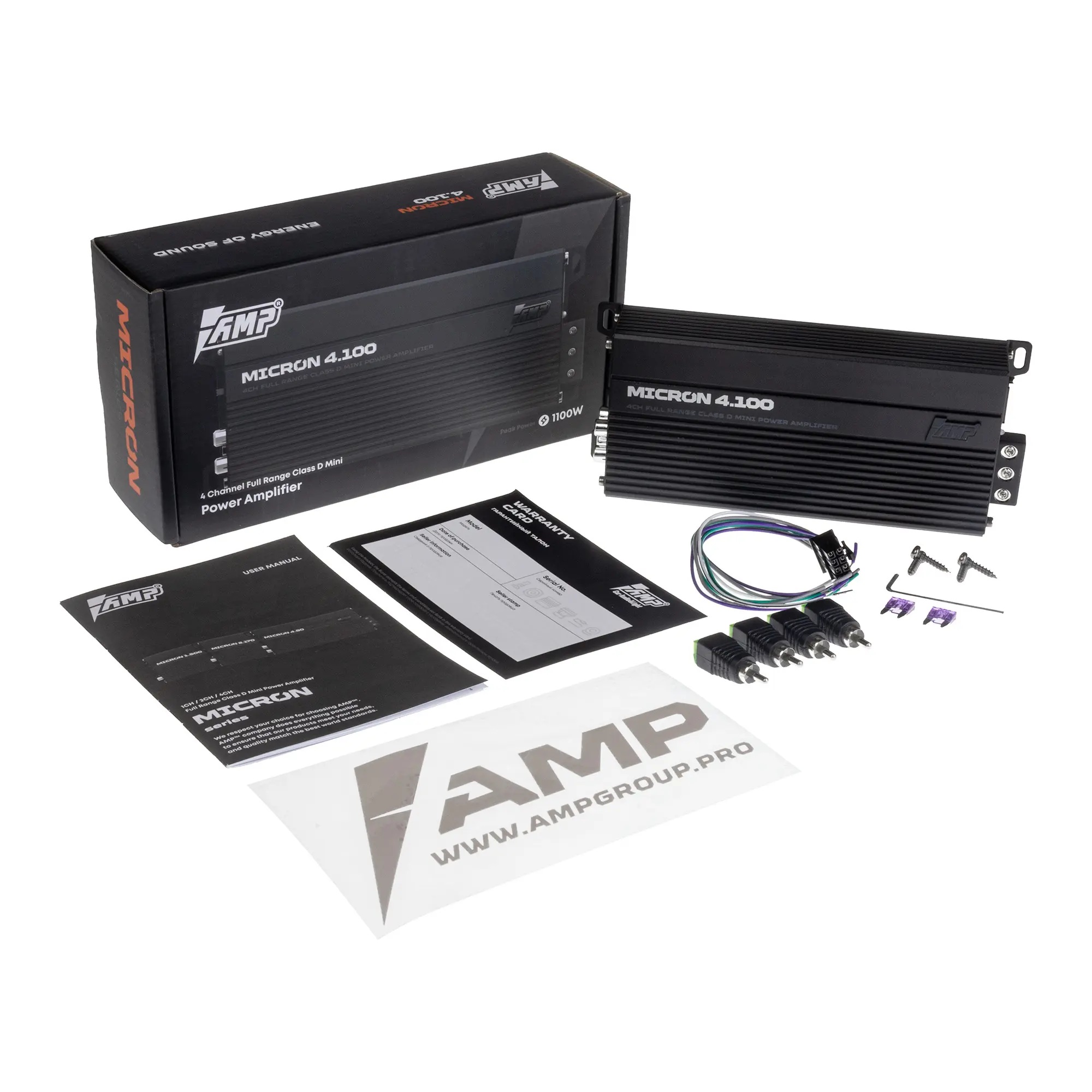 AMP | MICRON 4.100 | 4-кан, класс D , мощность RMS 100 Вт х4 ( 4 Ом ), 150Втх4,  ( 2 Ом ) | 7