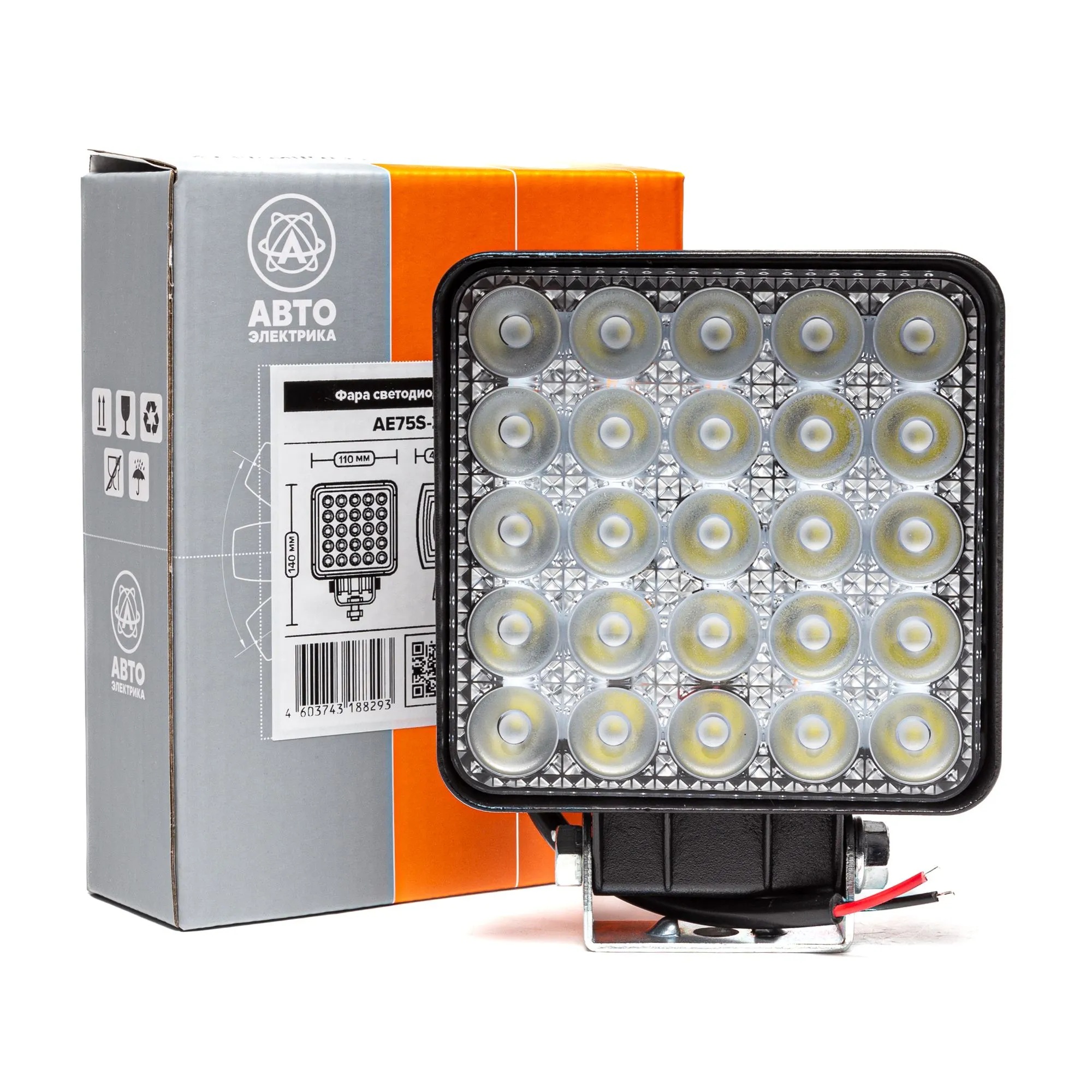 Автоэлектрика| AE75S-25LED-42HC |Фара светодиодная,квадратная,110*42*140,,75Вт,10-30V,1шт | 5