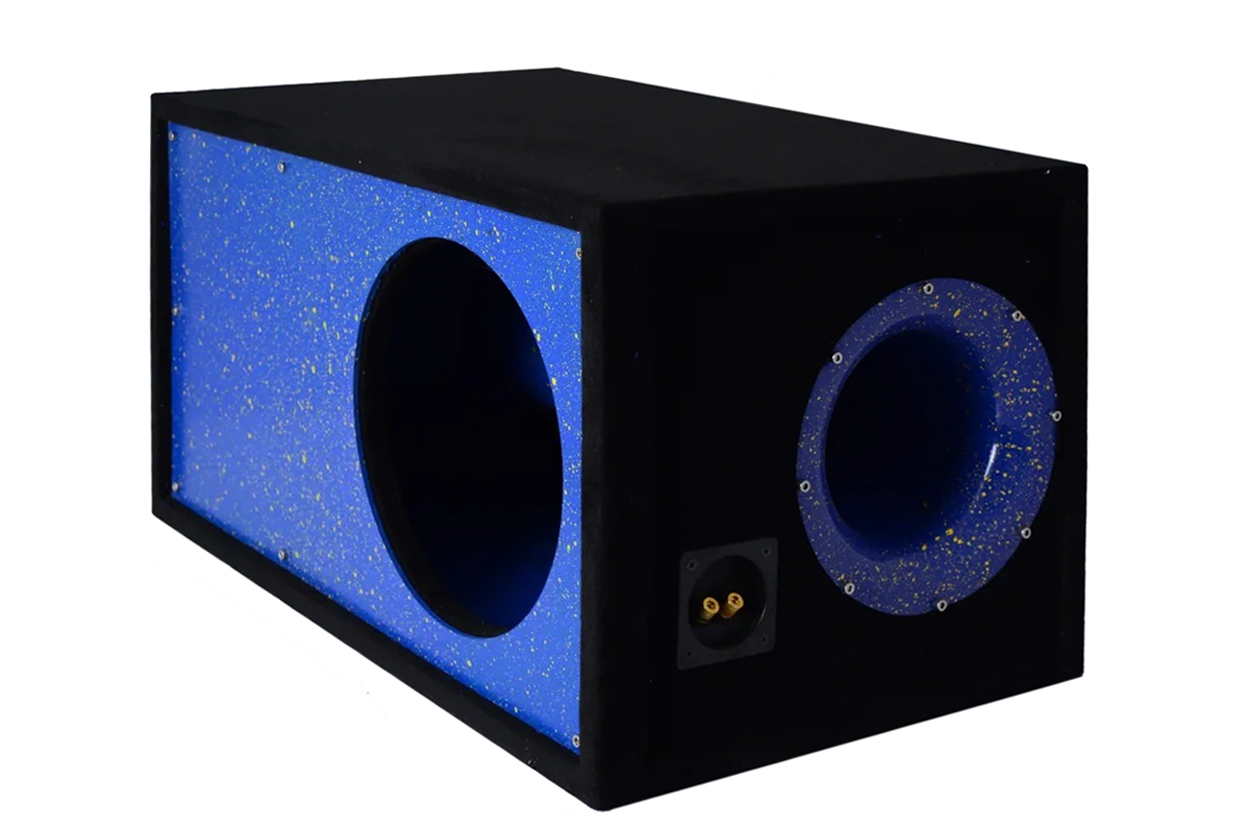 D/S/D | Короб 15"ФАНЕРА двойная стенка |  Корпус Искра ЖЕЛТАЯ НА СИНЕМ фазоинвертор 200 мм , 96л | превью 1