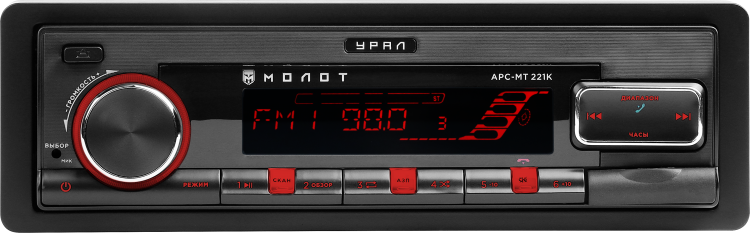 Ural | Урал МОЛОТ АРС-МТ 221К | 4*25Вт, BT, USB, RCA, AUX, красные кнопки, приложение | превью 1