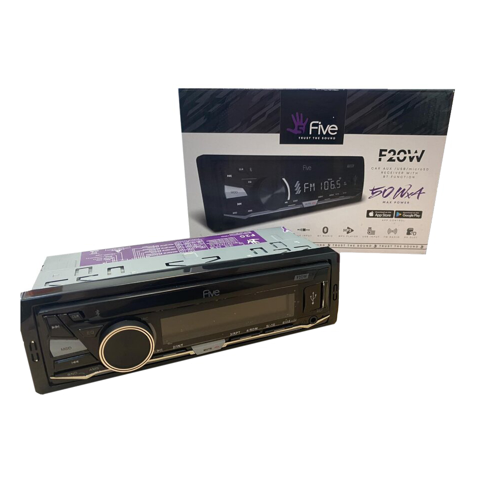 FIVE | F20W | 1din/белая/Bluetooth/USB/AUX/SD/FM/4*50 | превью 1