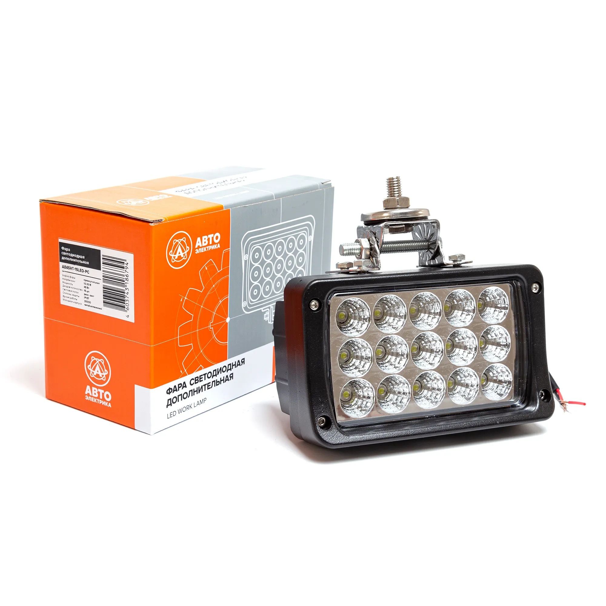 Автоэлектрика| AE45RT-15LED-PC |Фара светодиодная,прямоугольная,158*76*94,,45Вт,10-30V,1шт | 5