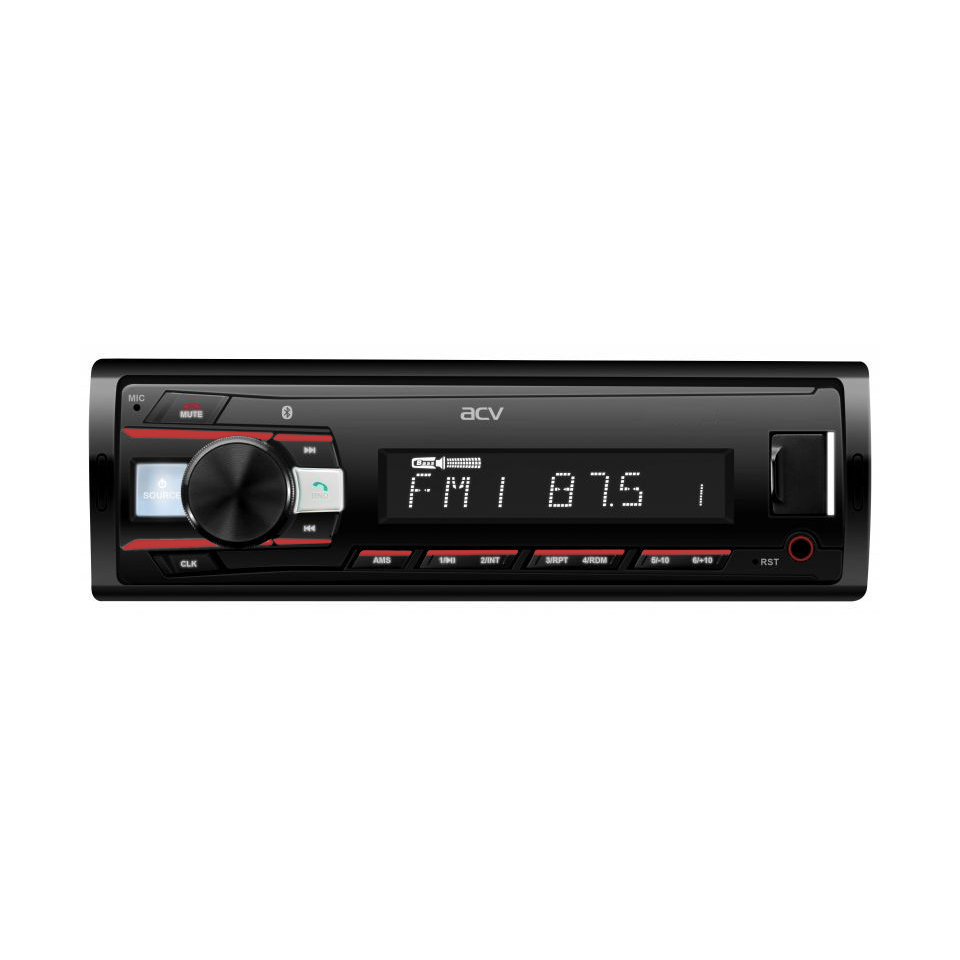 ACV | AVS-918BR | 1din/красная/FM/MP3/USB/BT/SD/FM/4*50/Bluetooth/съемн.панель | 1