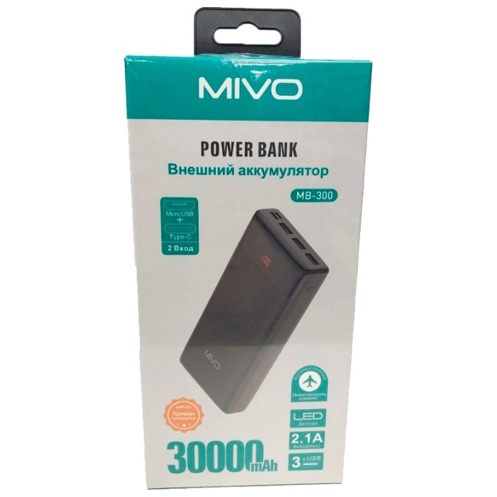 Mivo | MB-300 | Power Bank 30000 мА⋅ч  для зарядки   телефонов, смартфонов, Индикатор заряда | превью 3