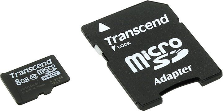 Transcend | MicroSD 8Gb (SD adapter ) TS8GUSDHC10 | Карта памяти MicroSD 8Gb +адаптер, Class 10 | превью 2
