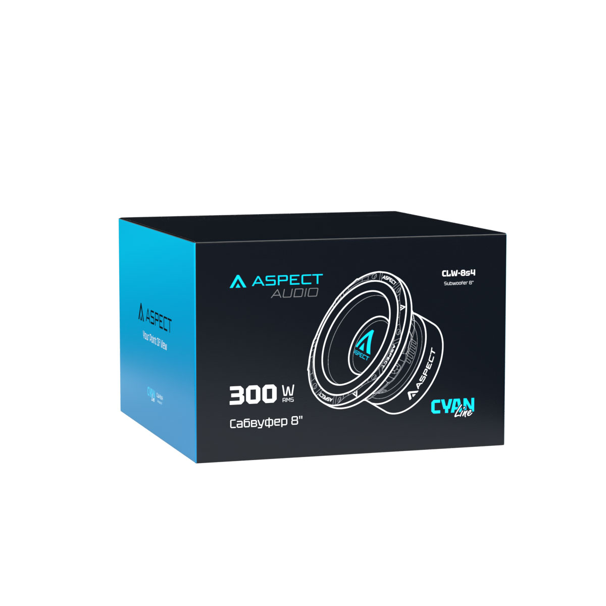 Aspect | CLW-8S4 | Сабвуферный динамик 8" (20см), RMS 300Вт, VC2", 4Ом | 2
