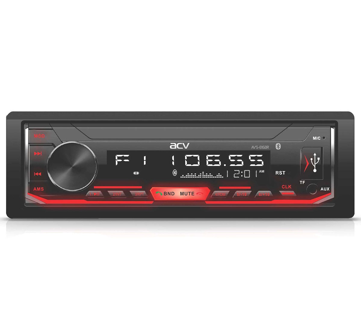 ACV | AVS-816BR | 1din/красная/Bluetooth/USB/AUX/SD/FM/4*50 | превью 1