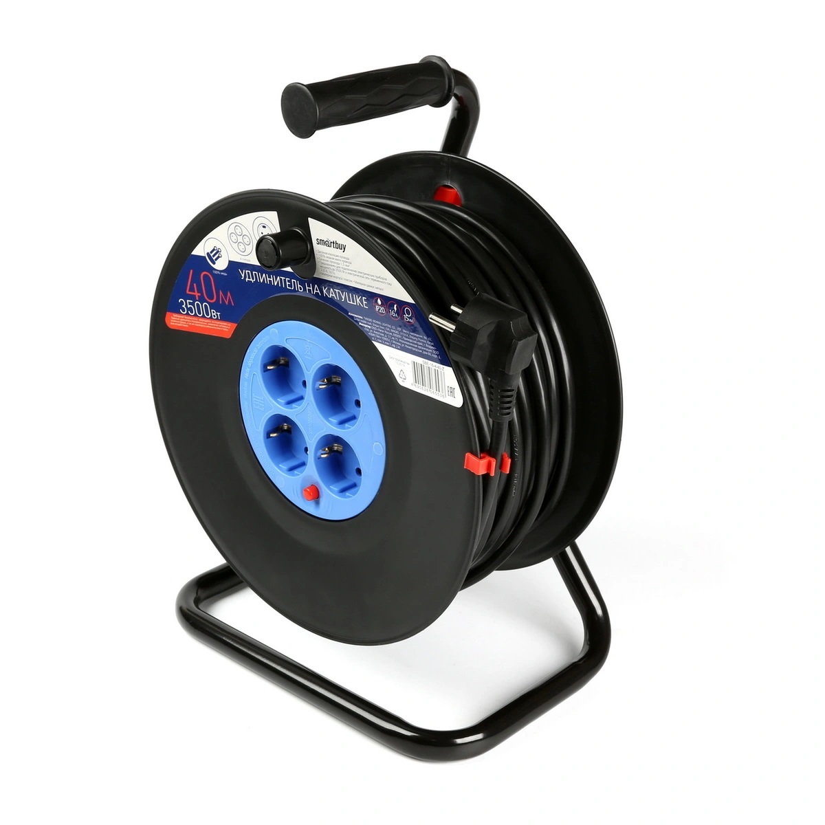 Smartbuy | Удл. на катушке | 4 гнеза, 40 м. 16А/3.5кВт с заземлением ПВС 3х1.5 | превью 2