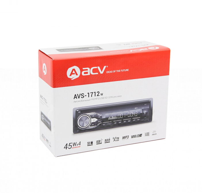 ACV | AVS-1712W | 4*45/USB/SD /FM/AUX 1RCA , белая подсветка | 4