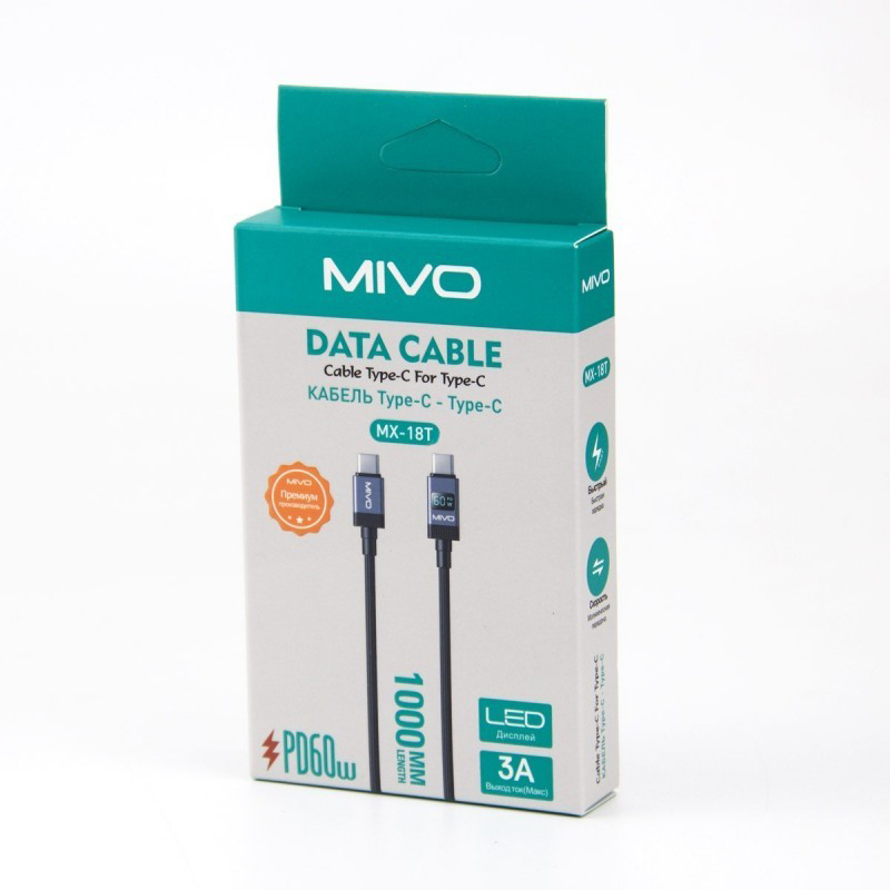 Mivo | MX-18T | Кабель Type-C - USB 2.4 А  1 м | превью 3