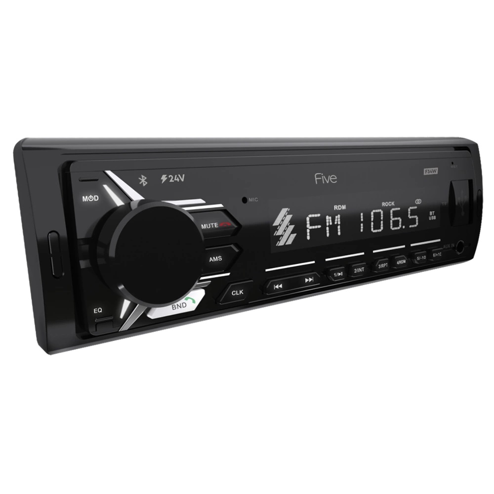 FIVE | F34W |  24V!! /1din/белая/Bluetooth/USB/AUX/SD/FM/4*45 | превью 1