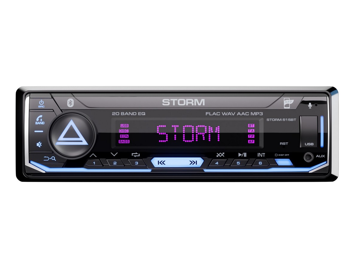 AurA | STORM-515BT | 4х51w, FLAC, USB/BT, 6 RCA (SUB), 20EQ, APP, 2-ZONE RGB, D-SWC, ДУ | 2