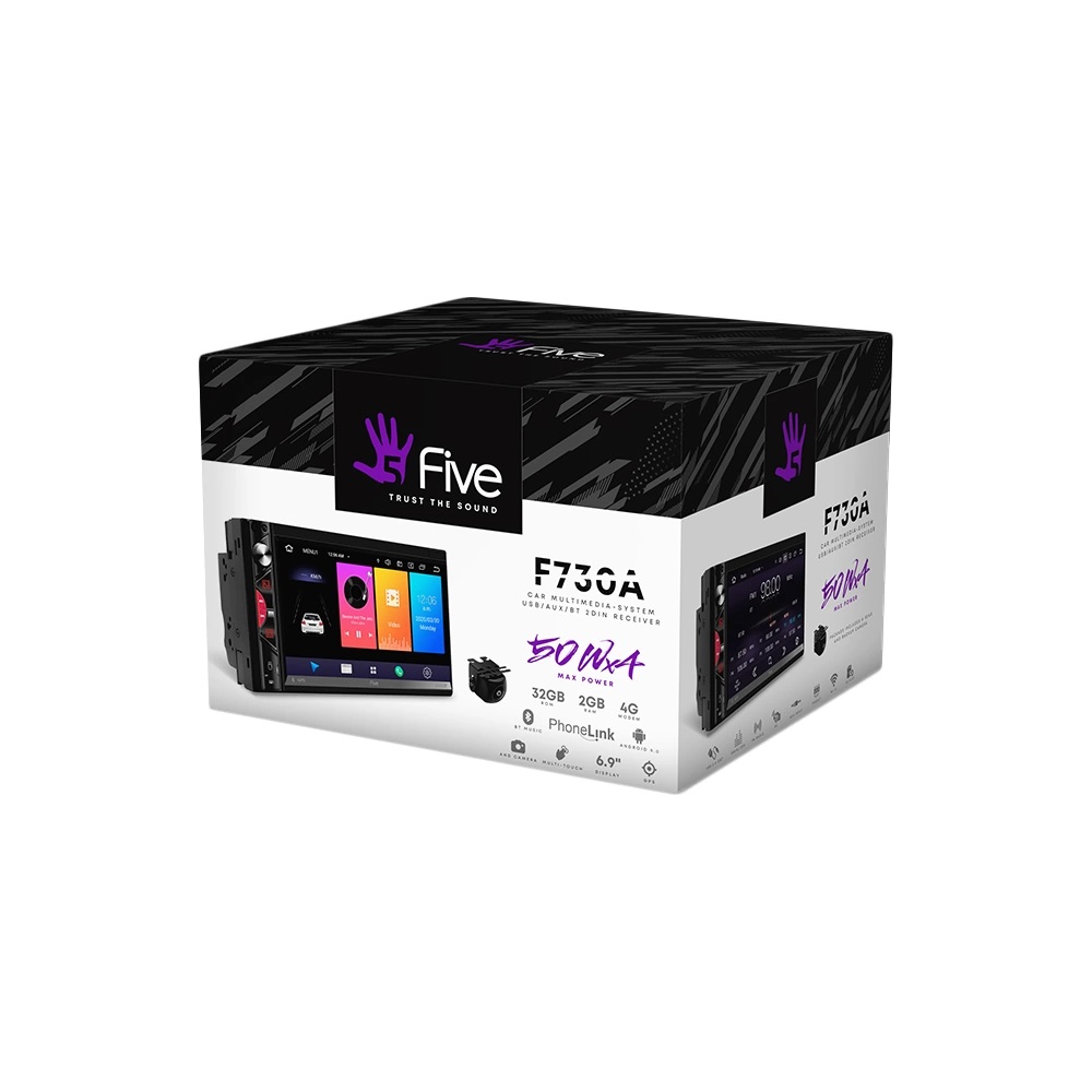 FIVE| F730A+AHD камера | 2din EURO//6.9"/Android9/1024*600/2+32Гб/FM/AM/USB/BT/GPS/WiFi/ | 8