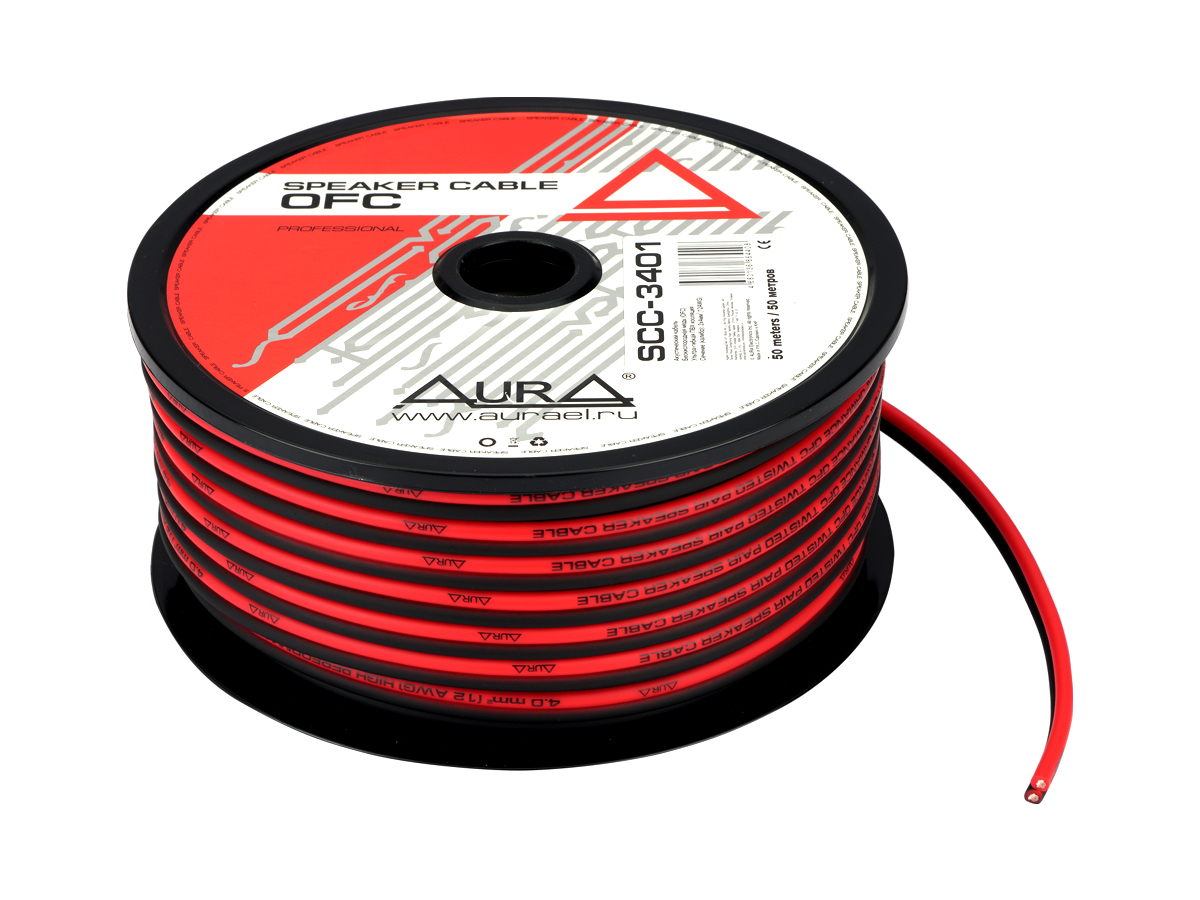 AurA | SCC-3401 | 2x4мм² (12Ga), бескислородная медь (OFC), ПРОДАЖА КРАТНО 10метрам, бухта 50м. | 1