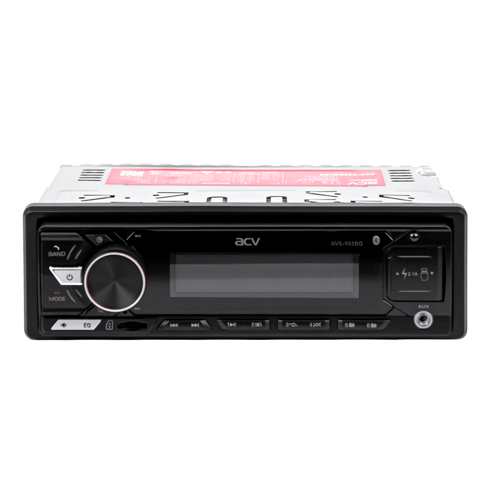ACV | AVS-932BR | 1din/красная/FM/MP3/2USB/BT/SD/FM/4*50/Bluetooth/съемн.панель | превью 2