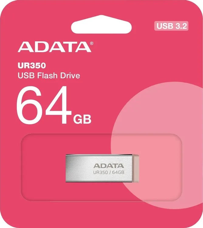 A-Data | 64GB | Модуль памяти USB 3.2 UR350 серебро/коричневый металл| 1