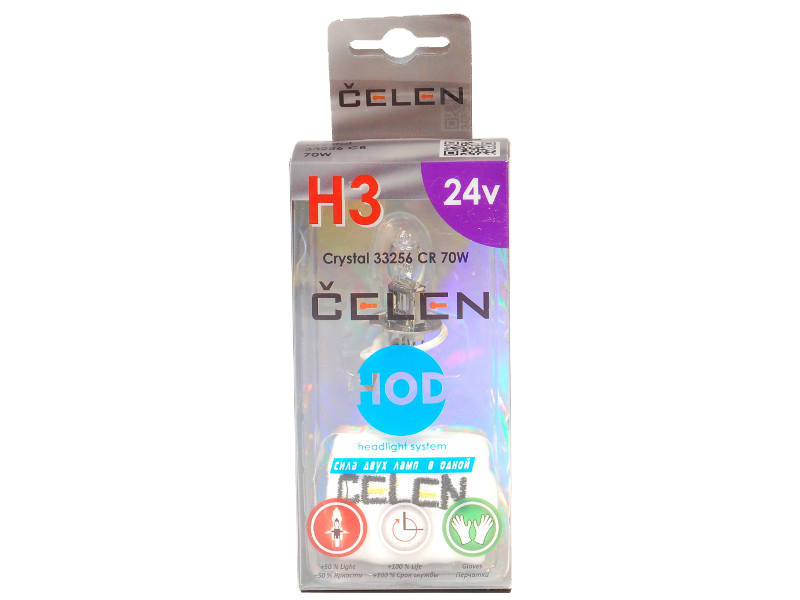 CELEN | H3 33256CR Halogen | Лампа HOD Crystal + 50% H3 24V 70W  прозрачная БЛИСТЕР | превью 1