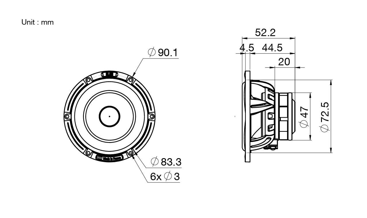 BLAM | MS3MULTIX | широкополосные динамики 3"(80мм), 25/100Вт,120Гц-32кГц, 3Ом, 88дБ | 3
