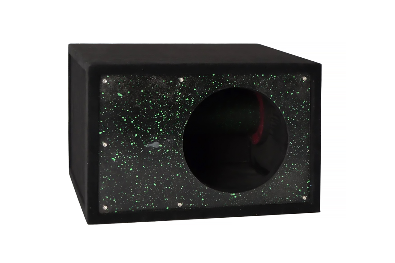 D/S/D | Короб 10" ФАНЕРА  |  Корпус Искра ЗЕЛЕНАЯ НА ЧЕРНОМ фазоинвертор 110 мм , 49л | превью 2