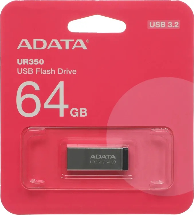 A-Data | 64GB | Модуль памяти USB 3.2 UR350 серебро/чёрный металл| превью 1