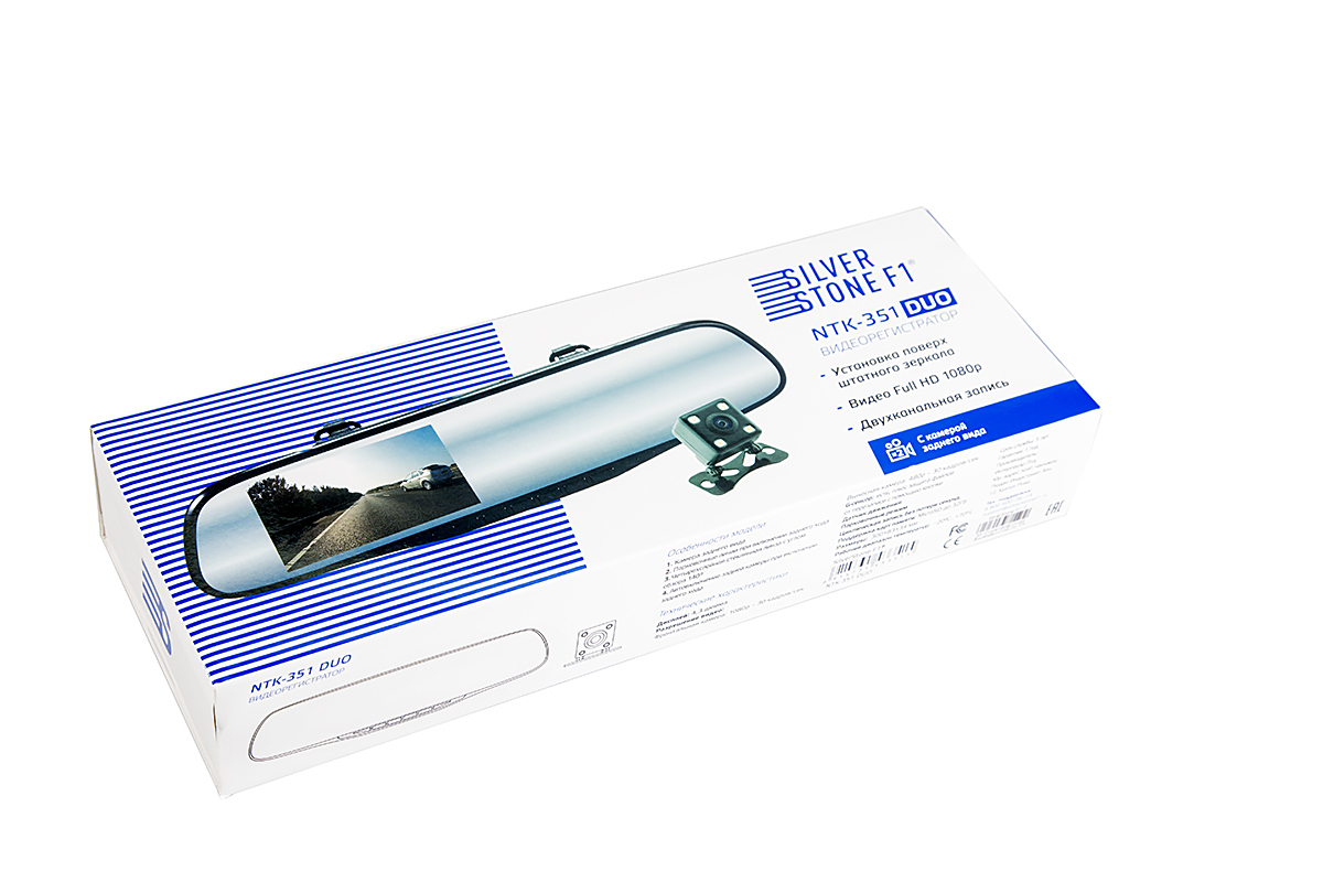 SilverStone F1 | NTK-351 Duo | Дисп 4,3" Зеркало з/в + камера з/в ,  Full HD,140гр | 4