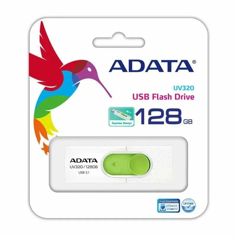 A-Data | 128GB | Модуль памяти USB 3.1 128GB UV320 белый/зелёный| 1