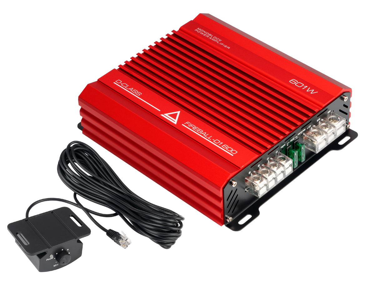 Усилитель AurA FIREBALL-D1.600 1x260w (4 Ohm), 1x450w (2 Ohm), 1x600w (1 Ohm), 10Hz-250Hz, ДУ