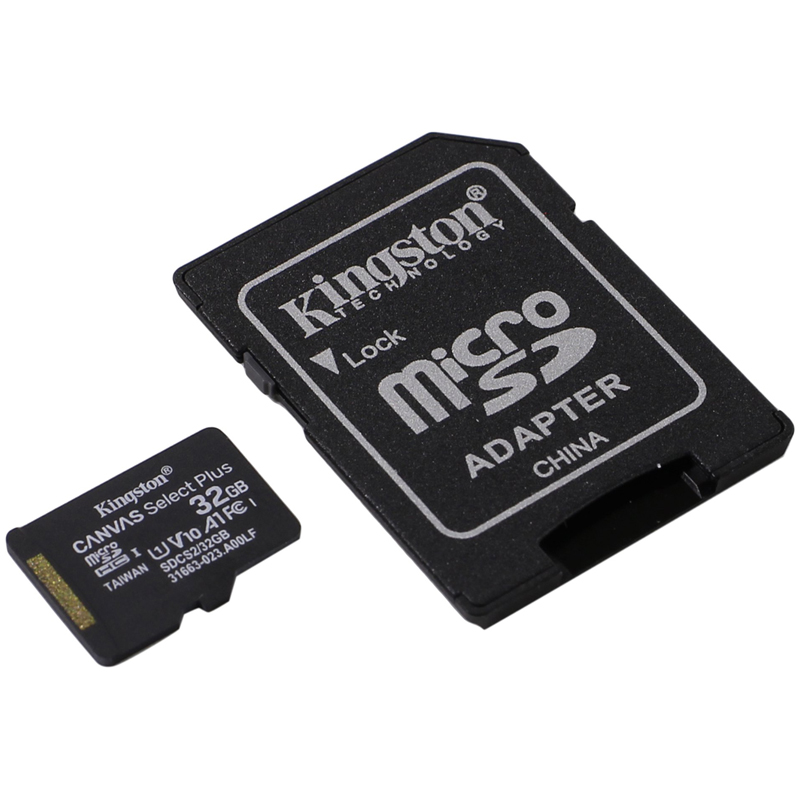 Kingston | MicroSD 32Gb UHS-I U1 | Карта памяти 32Gb +адаптер, Class 10 UHS-I U1 1