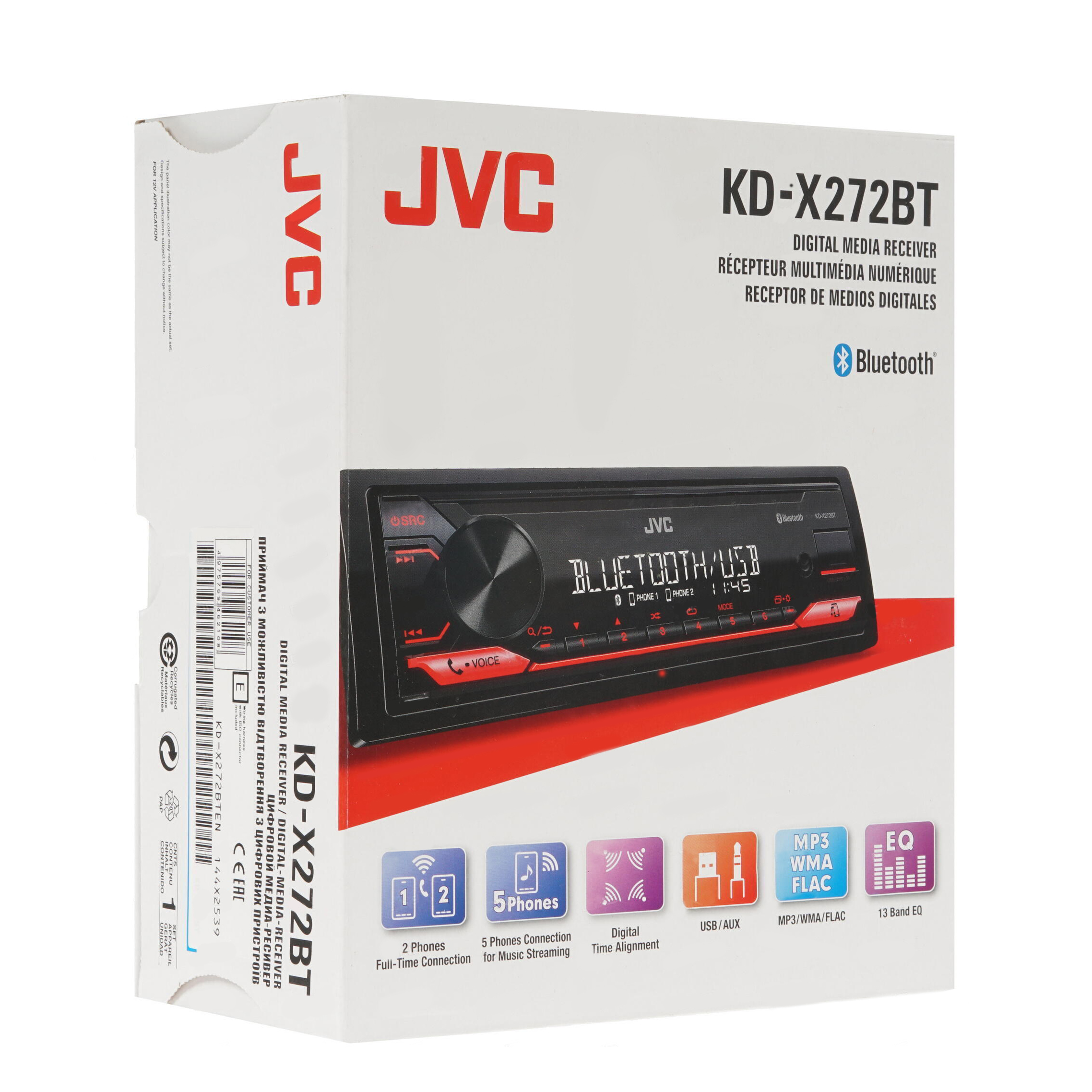 JVC | KD-X272BT | Красные кнопки, USB, FLAC, BT, 1 RCA.13-полосный графический эквалайзер, K2| превью 3