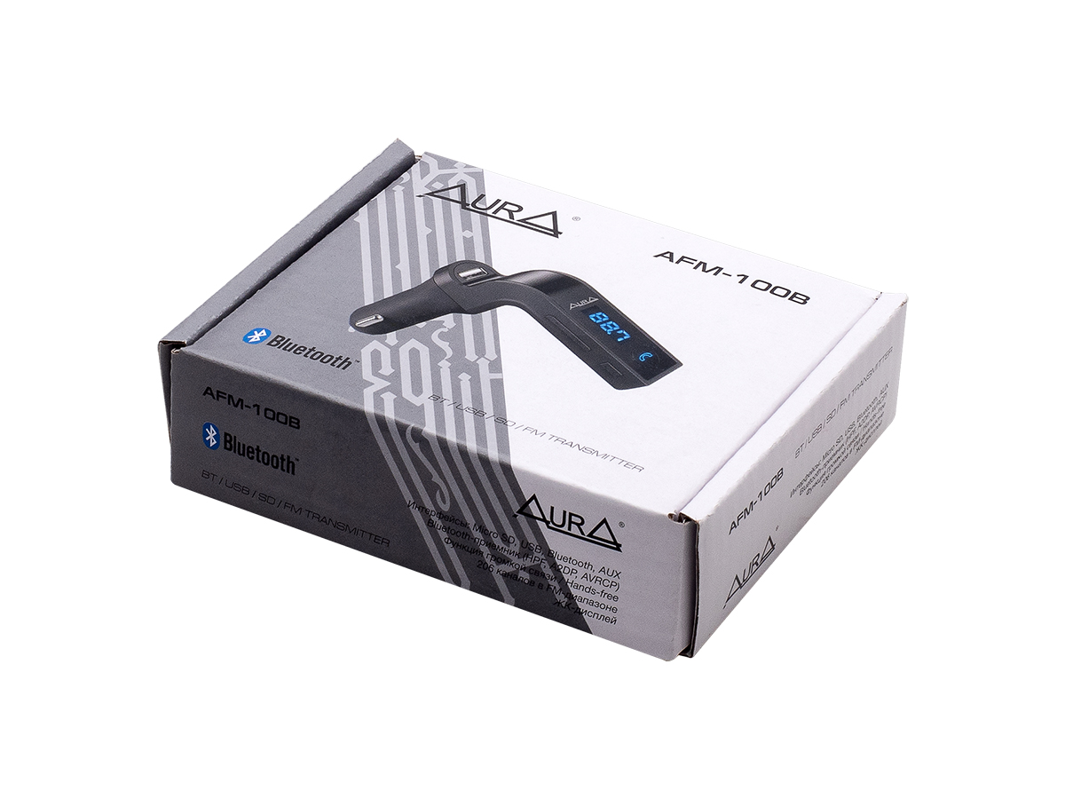 AurA | AFM-100B | FM-модулятор в прикуриватель, Bluetooth/USB, черный | превью 2
