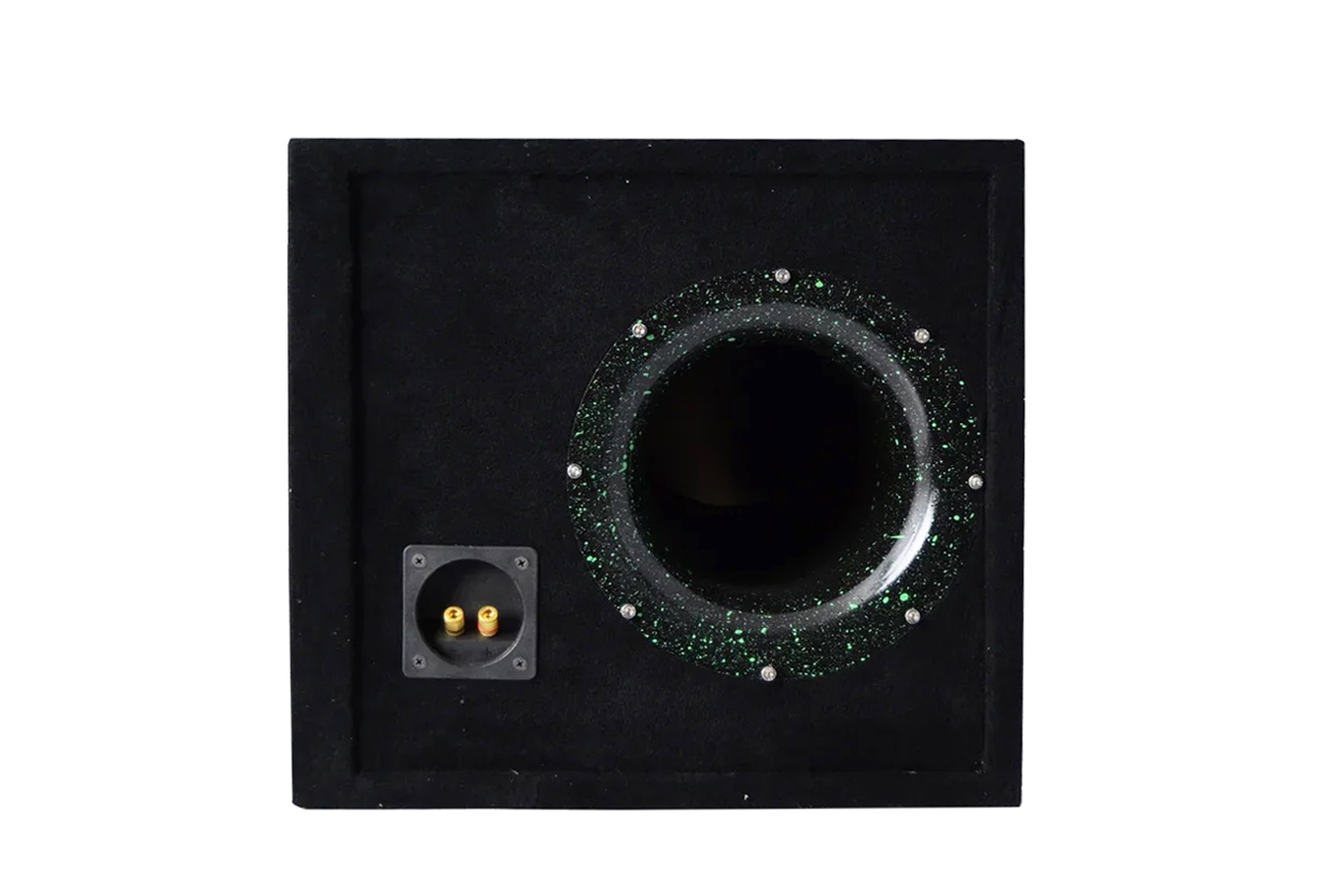 D/S/D | Короб 12"  ФАНЕРА  |  Корпус Искра ЗЕЛЕНАЯ НА ЧЕРНОМ фазоинвертор 160 мм , 65л | превью 3