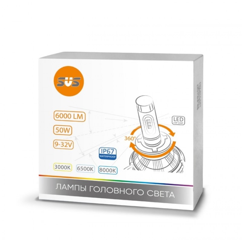 SVS  | H4 серия X3 |  LED компл. головного света PHILIPS-чип 6000Lm, 5500K . 50W | превью 1