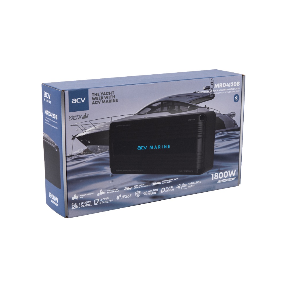 ACV | MRD4120B | морской влагозащищенный усилитель/ 4*120Вт/4-3-2 канал/4-2Ом | 4