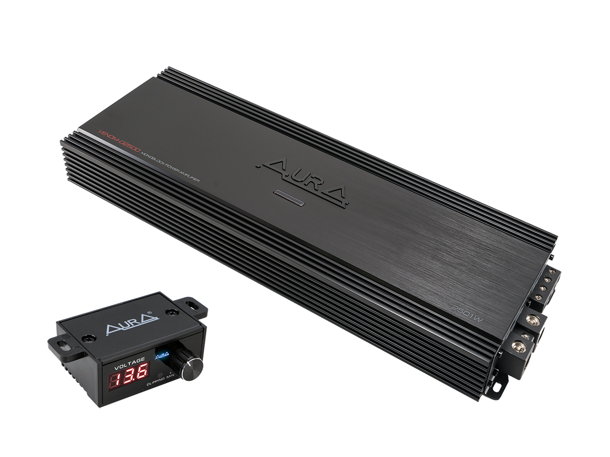 Усилитель AurA VENOM-D2500 850w (4 Ohm), 1x1500w (2 Ohm), 1x2500w (1 Ohm), 20Hz - 250Hz, ДУ