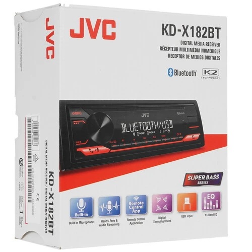 JVC | KD-X182BT |Красные кнопки, USB, FLAC, BT, 1 RCA.13-полосный графический эквалайзер  | 8