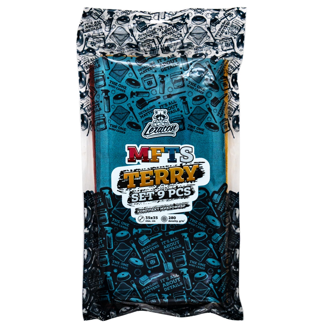LERATON | MFTS WORK SET TERRY | Комплект микрофибр из 9 штук LERATON 35x35 280 гр/м2 | 1