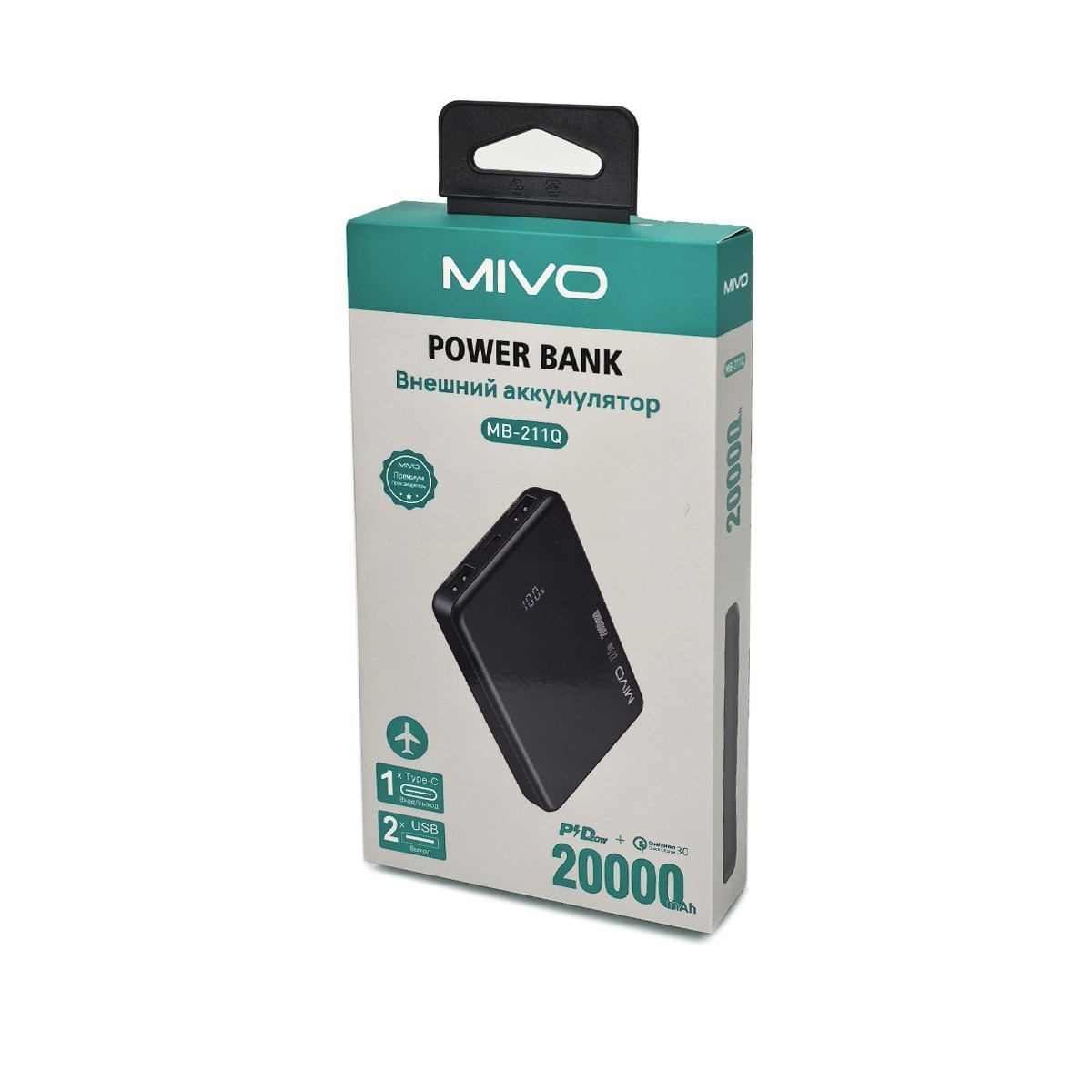 Mivo | MB-211Q | Power Bank 20000 мА⋅ч для зарядки телефонов, смартфонов, | 3