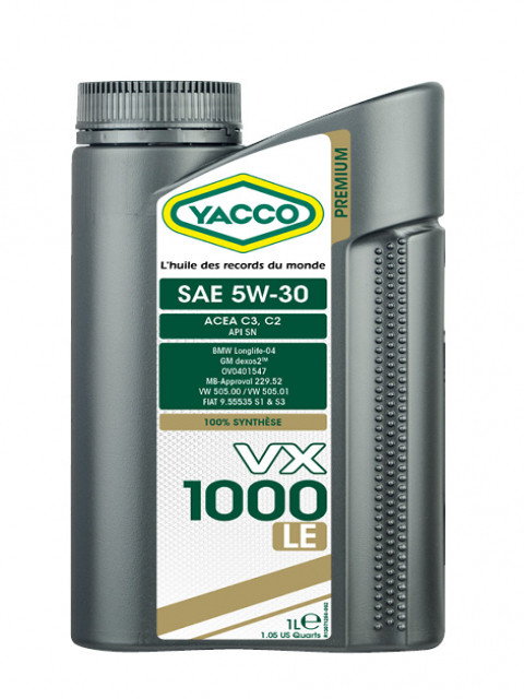 YACCO | VX1000 LE 5W30 | 1L Синт. моторное масло 505.00, 505.01,229.51, 229.52, Dexos2  | 1